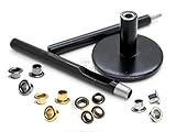 CRAFTMEmore Set of EYELET Grommet SETTER Punch Tool Anvil and Hole Punch Cutter with 100pcs Eyelets Studs Multi Sizes Available (2 MM, Gunmetal)