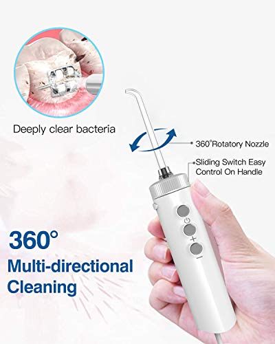 Nicefeel Water Flosser, Dental Oral Irrigator by 10 Adjustable Water Pressure Remote-Control Handle Design 600ml Water Capacity with 7 Multifunctional Jet Tips for Family Teeth Brace Clean - Thumbnail 5