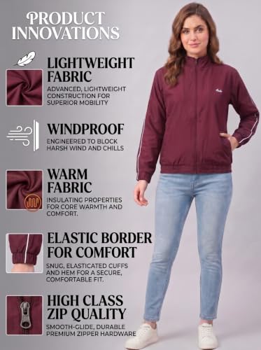 Image of Women Lightweight Jacket | Solid Casual Windcheater With 2 Pockets