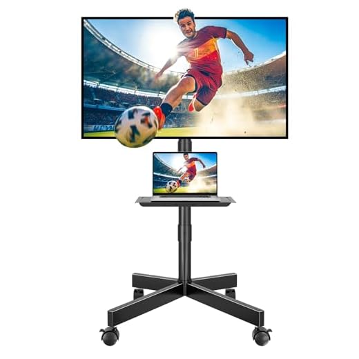 BONTEC Soporte TV Ruedas para TVs 23 a 60 Pulgadas de LED, LCD, OLED Planos y Curvos, Soporte TV Móvil con Inclinables y Estante para Medios, Soporte Suelo TV para TV hasta 25 kg, Máx. VESA 400x400mm