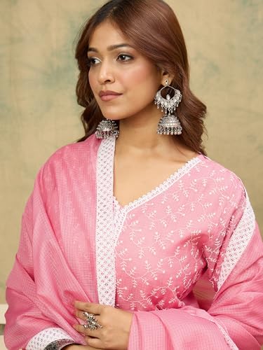 Image of Varanga Women -Thread & Sequin Embroidered Yoke Kurta With Trouser & Scallop Dupatta