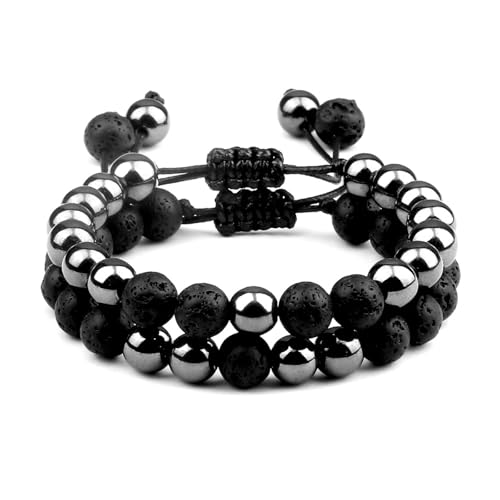 Bracelet d'améthyste pour hommes 2pcs perles blanches 8mm