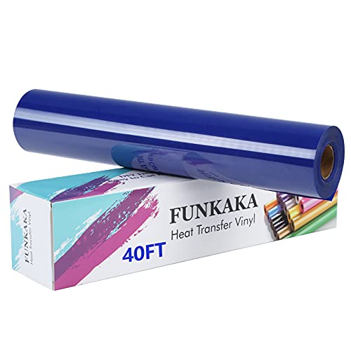 FUNKAKA Blue Heat Transfer Vinyl Rolls, 12" x 40ft Blue Iron on Vinyl for T-Shirt, Adhesive Glossy HTV Vinyl for All Cutter Machines Easy to Cut & Weed for Heat Vinyl Design by FUNKAKA - Used condition - US$19.22