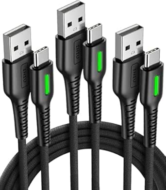 INIU USB C Cable, [3 Pack] 3.1A QC 3.0 Fast Charging Type C Cable, [1.6+6.6+6.6ft] Nylon Braided USB A to USB C Phone Data Cord for iPhone 15 Pro Max Samsung S21 S20 S10 Note 10 etc