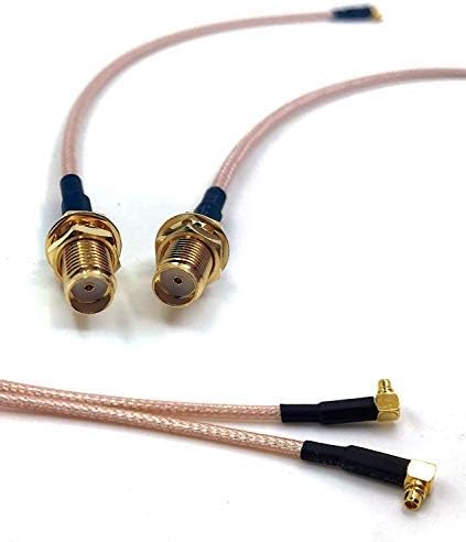 Pack of 2 RF RG316 Pigtail SMA Female Antenna Connector to MMCX Male Coaxial Cable Adapter Right Angle (12 inch (30 cm))