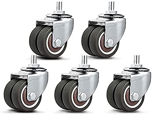 WYOERN Conjunto de 5 rodízios com hastes roscadas, rolamento giratório duplo de 300 kg para substitu