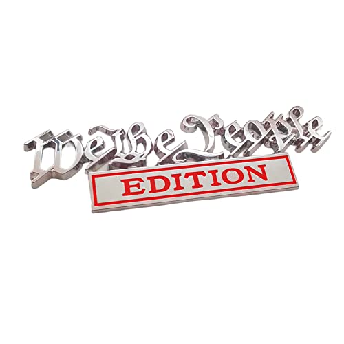 Image of We The People Edition Emblems, 3D Full Metal Car Decals with Strong Adhesive, Personalized Decoration Labels Car Badges to Highlight Yourself, Universal Car Accessories for Trucks SUVs (Sliver+Red)