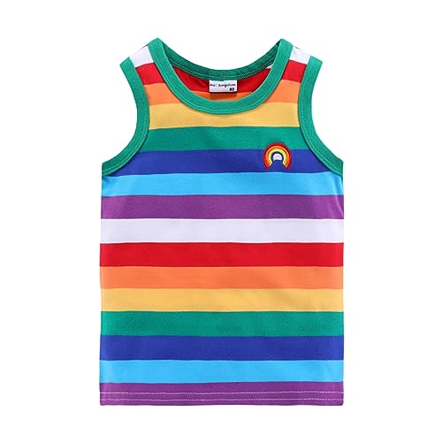 Image of Mud Kingdom Boys Girls T-Shirts Rainbow Stripe Cotton Unisex Top