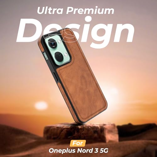 Image of A rtistque Premium Pu Leather Back Cover Case for Oneplus Nord 3 5G | Drop Protection | Smooth Grip | Raised Camera Edges - Brown