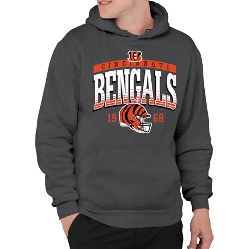 Junk Food NFL - Cincinnati Bengals - Mighty - Officially Licensed Adult Pullover Fleece Hoodie for Men and Women Heather Charcoal
