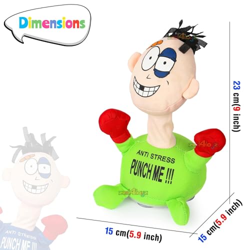 Image of Zest 4 Toyz Punching Bag Toy for Kids Punch Me Anti Stress Funny Screaming Boxing Toys with Suction Cup Battery Operated Desktop Stress Relief Toy for Boys Girls Pack of 1 (Random Color)