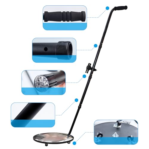 Inspektionsspiegel unter dem Fahrzeug, 55 Zoll Teleskop Inspektionsspiegel mit Rädern und LED-Licht, Konvexer Suchspiegel zur Sicherheitskontrolle unter Autos/LKWs/Ausrüstungen/über Regalen und Ecken