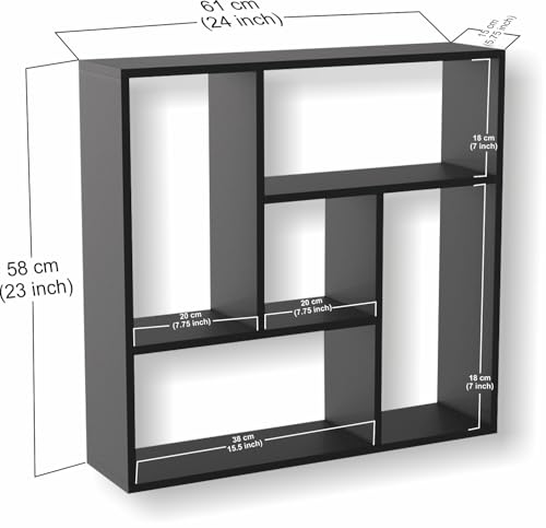 Image of Home Sparkle Decortive Wall Shelf for Home and Office Display Wall Rack with 5 Shelves (Black, Large)