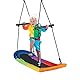 FANTASK Nestschaukel oval, Skateboard Schaukel mit Griffen, Outdoor Mehrkindschaukel, Baumschaukel, Gartenschaukel für Kinder & Erwachsene (Bunt)