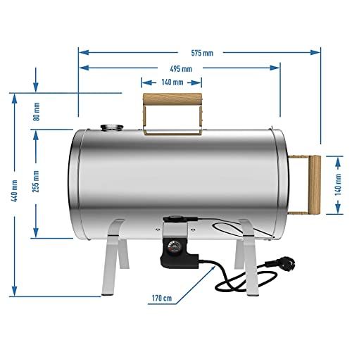 Browin 330020 Portable Electric Smoker 1100 W | with Thermostat, Made of Stainless Steel | for Sausage, Chicken, Fish or Cheese | Smoking, Cooking and Grilling | Use at Home or Camping,Silver - Image 6