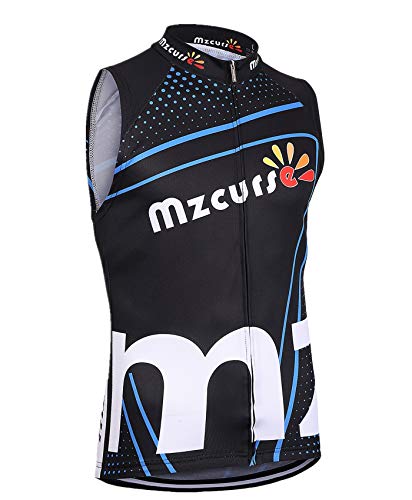 Mzcurse Men's Sleeveless Wind Vest Jersey Shirt Tank Tops Tees Zipper Elastic (Black , Medium,please check the size chart)