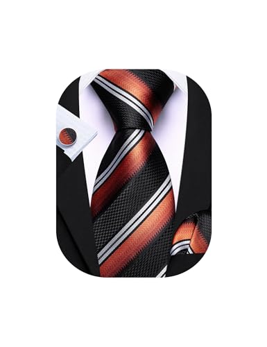 Image of Barry.Wang Mens Tie Set Plaid Check Neckties Formal Business Wedding Luxury Pocket Square Cufflinks