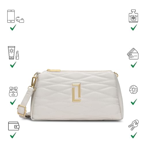 Image of Lavie Luxe Women's Lucie Quilted 3-Compartment Medium Crossbody Sling Bag | Ladies Purse Handbag | Gift for Women