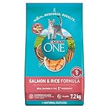 Purina ONE Dry Cat Food, Salmon & Rice Formula - 7.2 kg Bag