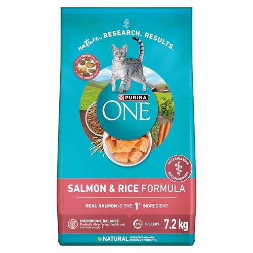 Purina ONE Dry Cat Food, Salmon & Rice Formula - 7.2 kg Bag