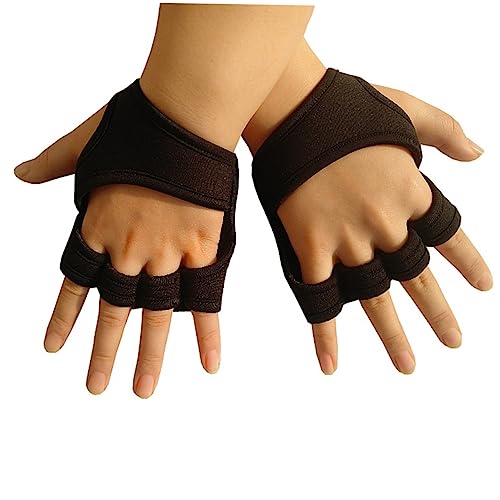 BESPORTBLE Guantes De Gimnasia Antideslizantes para Hombres y Mujeres Guantes De Levantamiento De Pesas Sin Dedos Acolchados con Correa para Muñeca Protección De Palma Color Negro