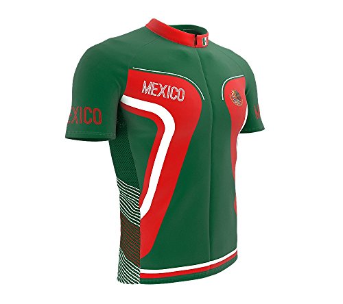 ScudoPro Mexico Full Zipper Bike Short Sleeve Cycling Jersey for Men - Size L Multicolored