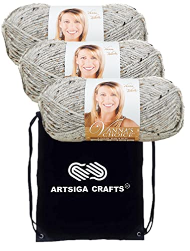 Image of Lion Brand Yarn Vanna'S Choice 860-401 Grey Marble | 3 Skeins, Same Dye Lot, Project Bag, CYC #4 Worsted, 100% Acrylic, Ideal for Crochet, Knitting Blankets, Hats, Scarves
