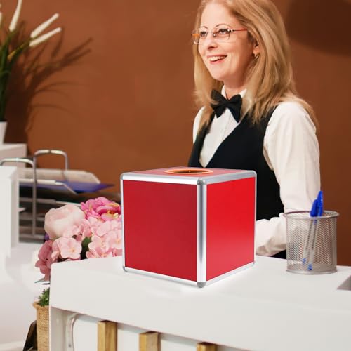 Caja para sorteo roja con superficie lisa lavable y paneles estables 6