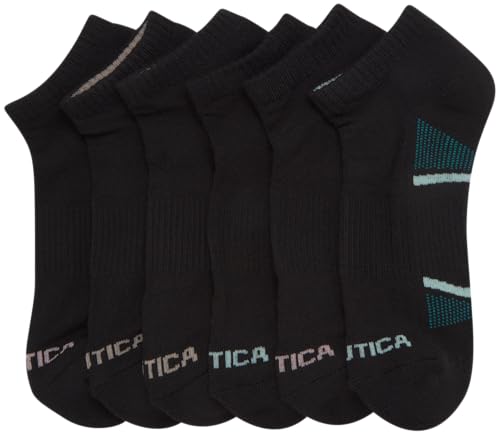 Image of Nautica Womens No Show Socks Moisture Wicking Low Cut Athletic Socks 6 Pack | Moisture Wicking Dri-Motion Fabric, Cushioned Key Areas, Banded Arch Support, No Show Low Cut, Shoe Size 4-10