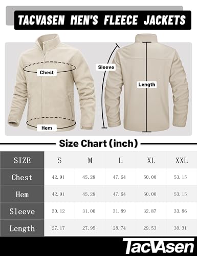 Tacvasen TCTJ-729-730-BEIGE-L Fleece Jacket For Men Casual Lightweight Full Zip Warm Windbreaker Coat thumb #5