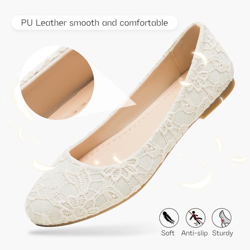Image of Shupua Womens Flats Lace Ballet Flats Dressy Slip On Shoes for Work Wedding