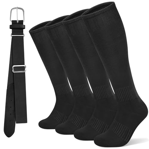 YSense Baseball Socks for Youth, Softball Soccer Calf Tube Socks & Belt Combo Set for Boys Girls Women Men School Sports