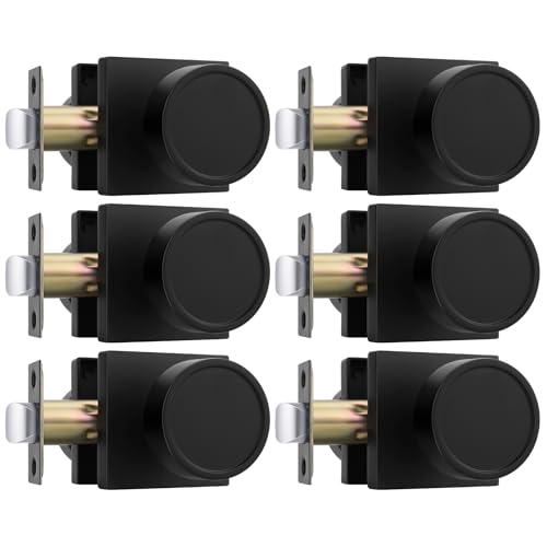 Image of Goldenwarm Matte Black Door Knobs Passage, Closet Door Knob Zinc Alloy, Contemporary Black Interior Door Knobs for Hallway, 6 Pack