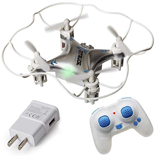 Mini Quadcopter Drone + FREE Wall Charger - Beginner Flying RC Helicopter Drone for Kids and Adults - Small, Rugged, Easy-to-Use 6-Axis Gyro, Advanced Stunt Controller, LED Light System by Duddy