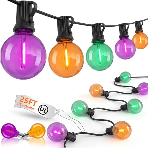 LED Outdoor String Lights 25Ft Orange Purple and Green...