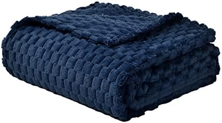 FY FIBER HOUSE Fleece Blanket King Size for Bed 300GMS Super Soft Plush Fuzzy Blankets and Throws for Sofa Couch Office, 90x108 Inches, Navy