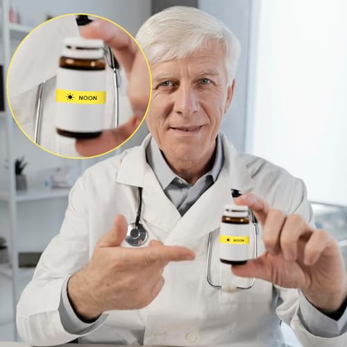 Image of 8 Roll Medicine Stickers Medication Instruction Label Permanent Paper Label Morning Noon Evening Bedtime Stickers for Pill Case Planner 0.4 * 1.6inch (500 Sheets Per Roll)