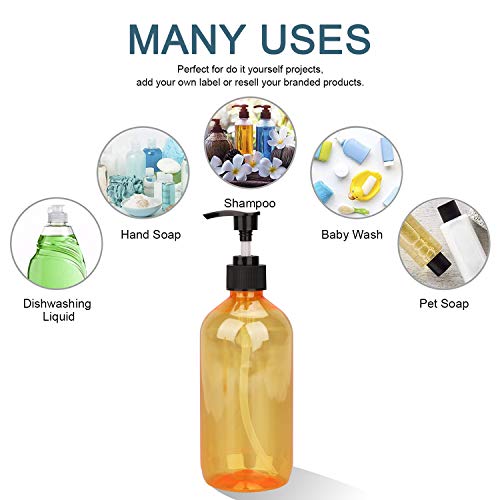 Plastic Pump Bottle 16oz，Woaiwo-q Soap Dispenser Empty Shampoo Dispenser Bottles for Cleaning Solutions,Hair,Oils,(7 pack,orange) - Thumbnail 3