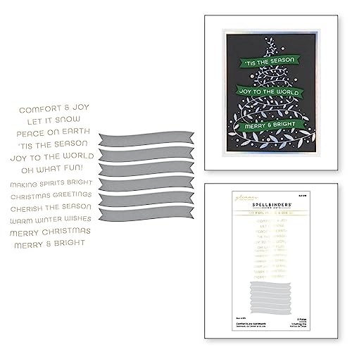 Spellbinders Comfort & Joy Sentiments Hot Foil Plate & Die Set from The Glimmer for The Holidays Collection - Image 2