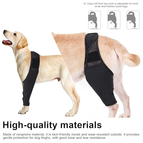 Shwdsy Gummi Verband Hund, Verstellbar Leckschutz Hund Hinterbein, Schwarz Hundebeinschutz, zur Stützung und zum Schutz der Vorder- und Hinterbeine von Hunden