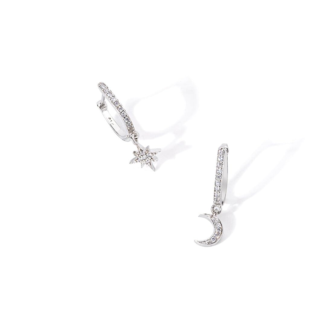 March By Fablestreet 925 Sterling Silver Star And Moon Mismatch Earrings | Gift For Women & Girls | Certificate Of Authenticity And 925 Stamp | March By Fablestreet (B0C8NS8HW9) Amazon Price History, Amazon Price Tracker