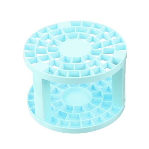 Image of PATIKIL 1pcs Paint Brush Holder, Paint Brush Storage Organizer 49 Holes Plastic Paint Storage Desk Stand Round for Artist Desk Makeup Pencil, Blue