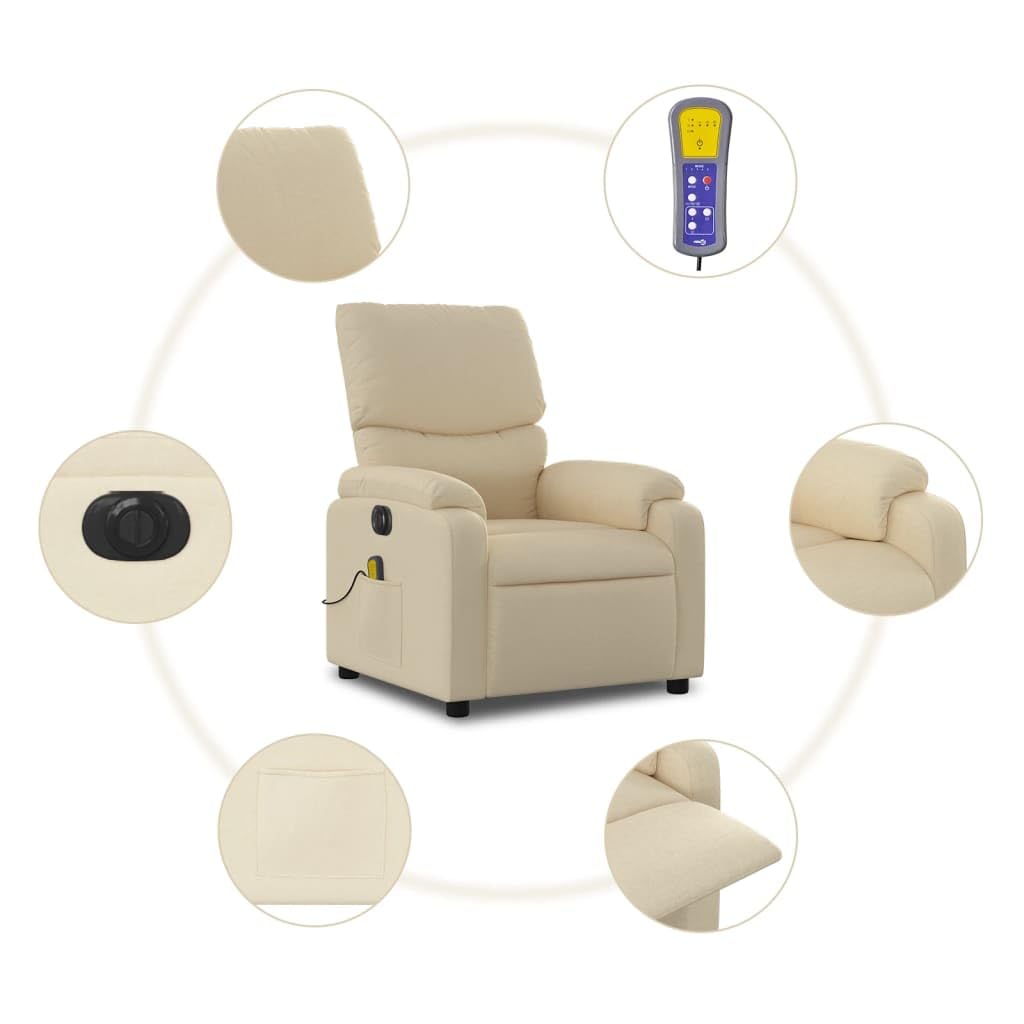 Sillón de Masaje Eléctrico con Mando a Distancia, Funda de Tela Transpirable, Sillón para Salón y Oficina en Casa para Relajarse (Empuje eléctrico hacia atrás)
