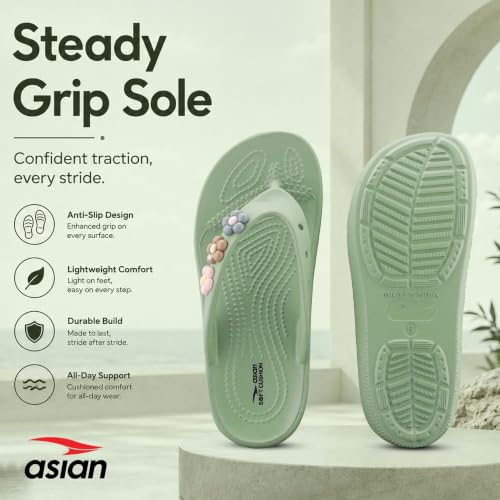 Image of ASIAN Indigo-35 Flip Flops for Women | Doctor Soft Cushion Sole, Lightweight Comfort, Cute Floral Design, Anti-Slip Grip, Ideal for Daily Uses & Travel