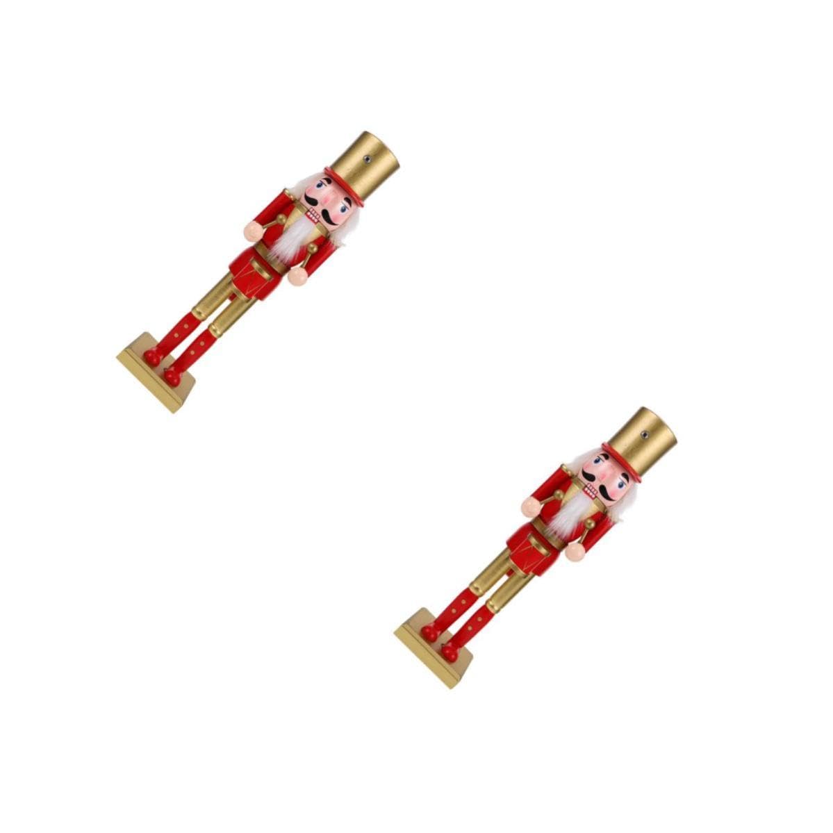 FRCOLOR 2 Pièces Figurine Casse-Noisette de Noël en Bois Rouge 38 CM