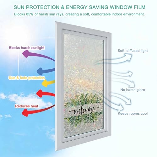 Película para ventana con privacidad y efecto arcoíris 17.7x78.7 in miniatura 6