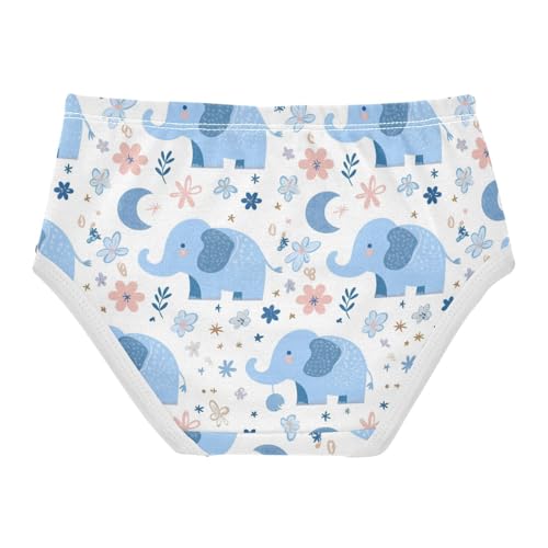 Wusikd Cute Elephants Girls' Underwear Cotton Moons Stars Girls Briefs Soft Toddler Underwear 2T2