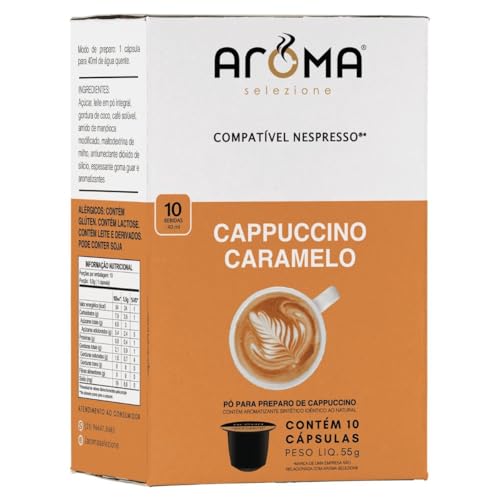 Aroma Selezione Cápsulas de Cappuccino Caramelo, Compatível com Nespresso, Contém 10 Cápsulas