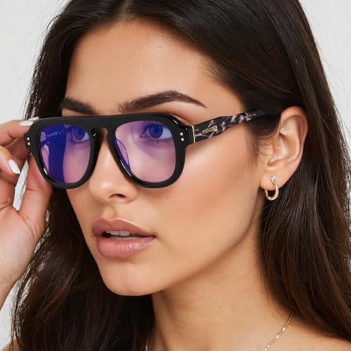 Image of Dollger Aviator Blue Light Glasses for Men Women Acetate Anti Bluelight Blocking Glasses for Computer Fashion Eyeglasses