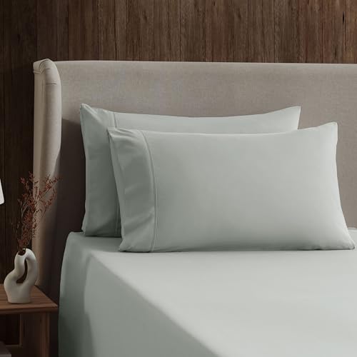Image of Nestl Queen Bed Sheet Set - Sage Green - 4-Piece Deep Pocket | Instantly Soft, Night-One Ready (No Wash Required). Fits 16-Inch Deep Pockets, 360-Degree Elastic Grip